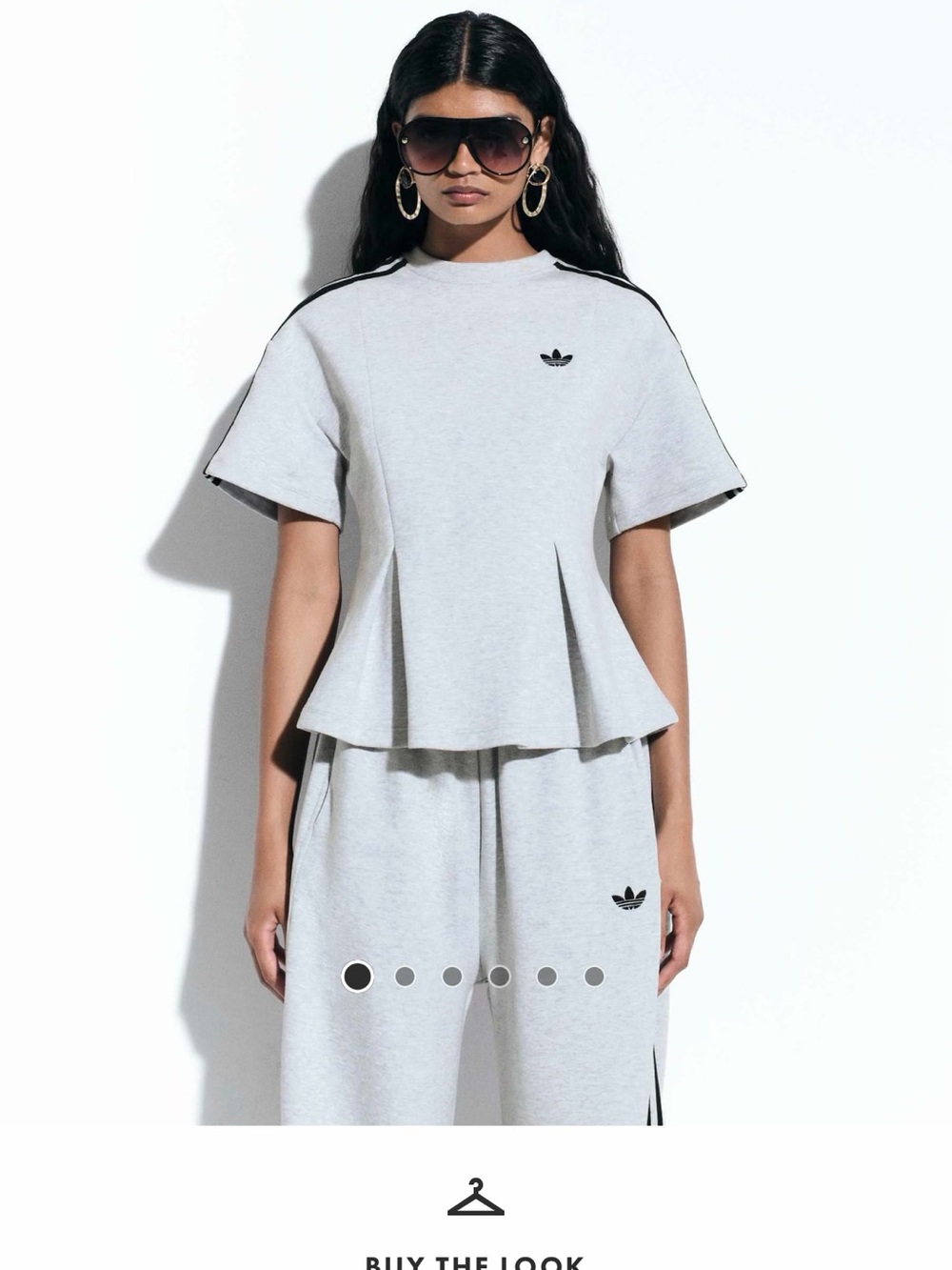 Adidas Originals x ASOS t-shirt with waist details grey sweatshirt fabric - Picture 3 of 3